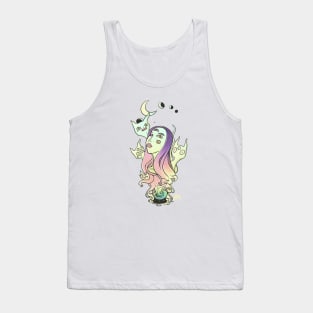 Witch WIth Cats And Moon Phases Tank Top